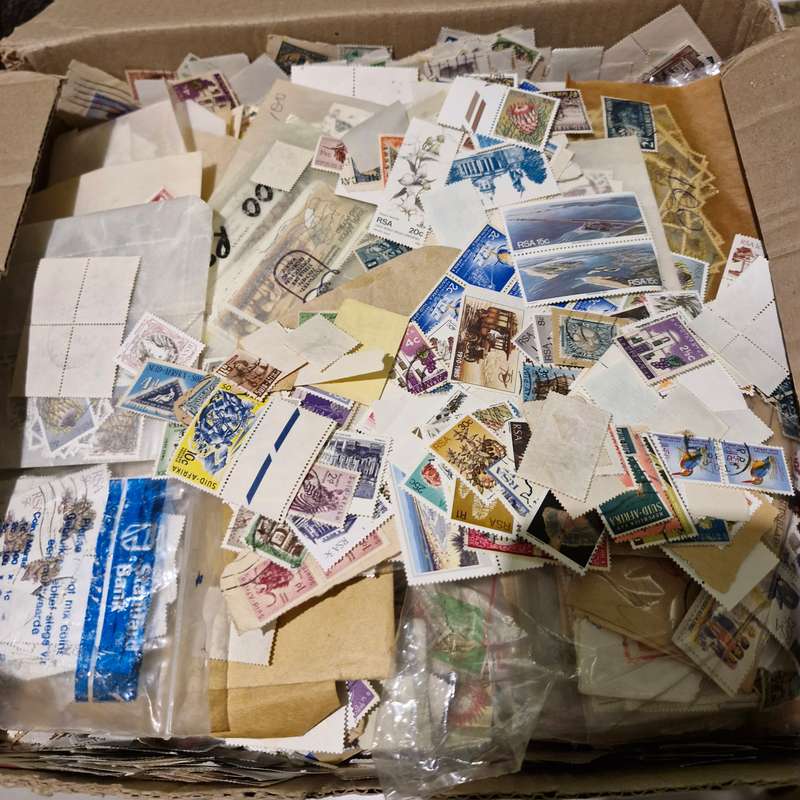 Unsorted and semi sorted box of South African Stamps Incl ZAR, union, Cape of Good hope etc