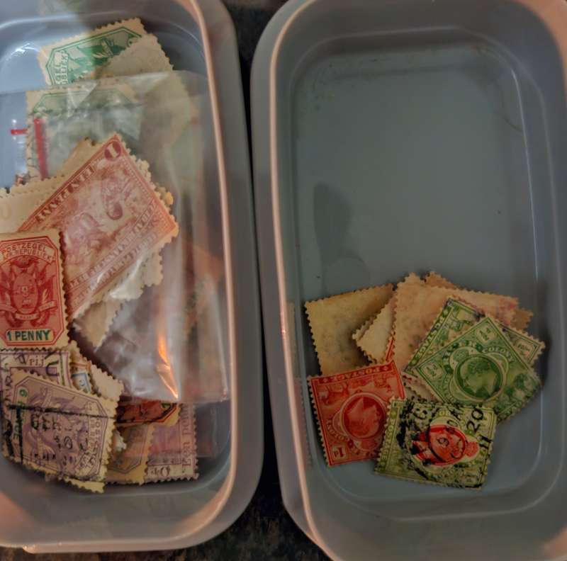Unsorted and semi sorted box of South African Stamps Incl ZAR, union, Cape of Good hope etc