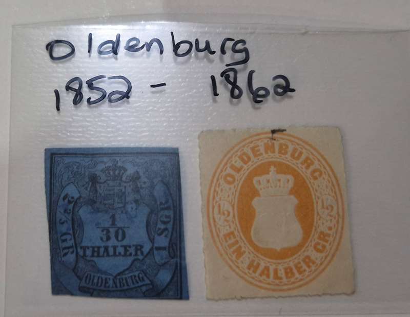 2 x OLDENBURG UNUSED 1852 AND 1862  stamps for the price of one. GOOD VALUE