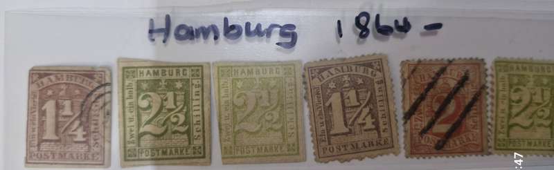 HAMBURG 1864 onwards  - lot of 9 stamps.  GOOD VALUE