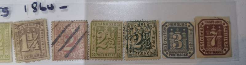 HAMBURG 1864 onwards  - lot of 9 stamps.  GOOD VALUE