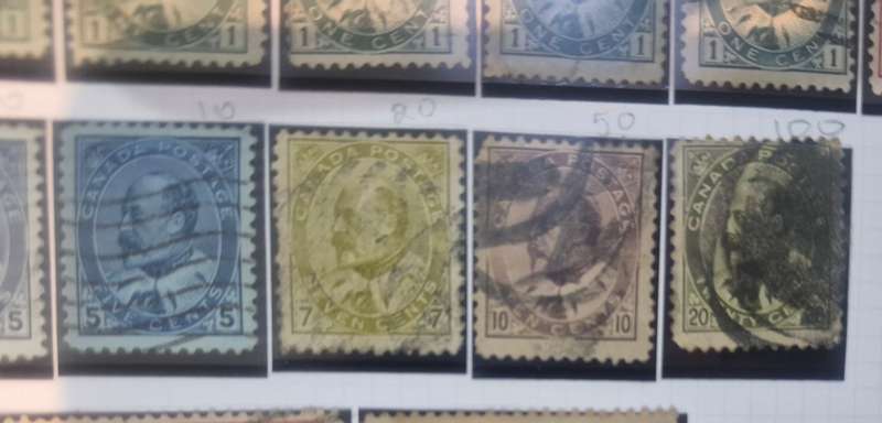 13 pages Canada Stamps - from Queen Victoria Heads to Queen Elizabeth II plus more