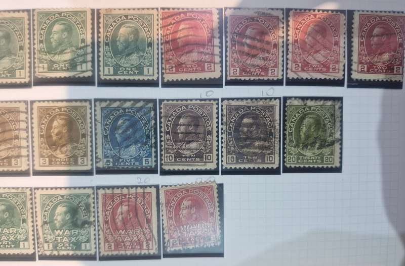 13 pages Canada Stamps - from Queen Victoria Heads to Queen Elizabeth II plus more
