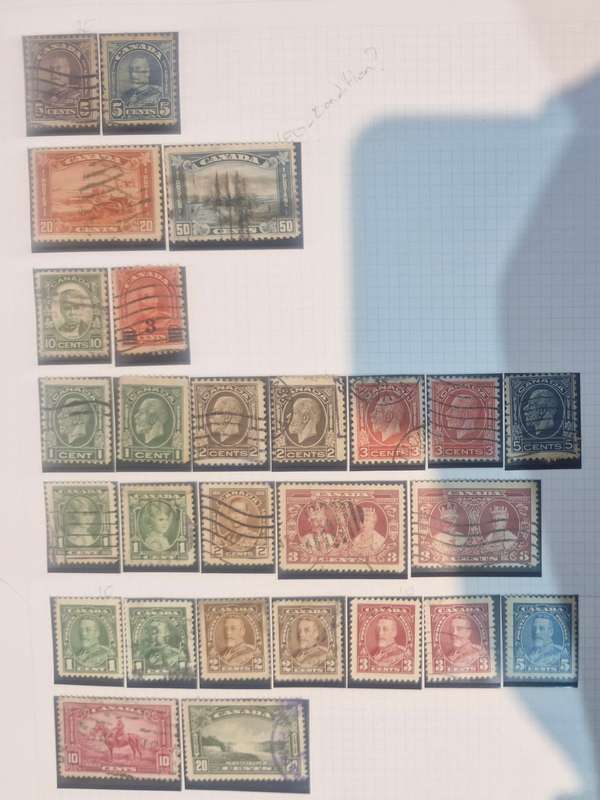 13 pages Canada Stamps - from Queen Victoria Heads to Queen Elizabeth II plus more