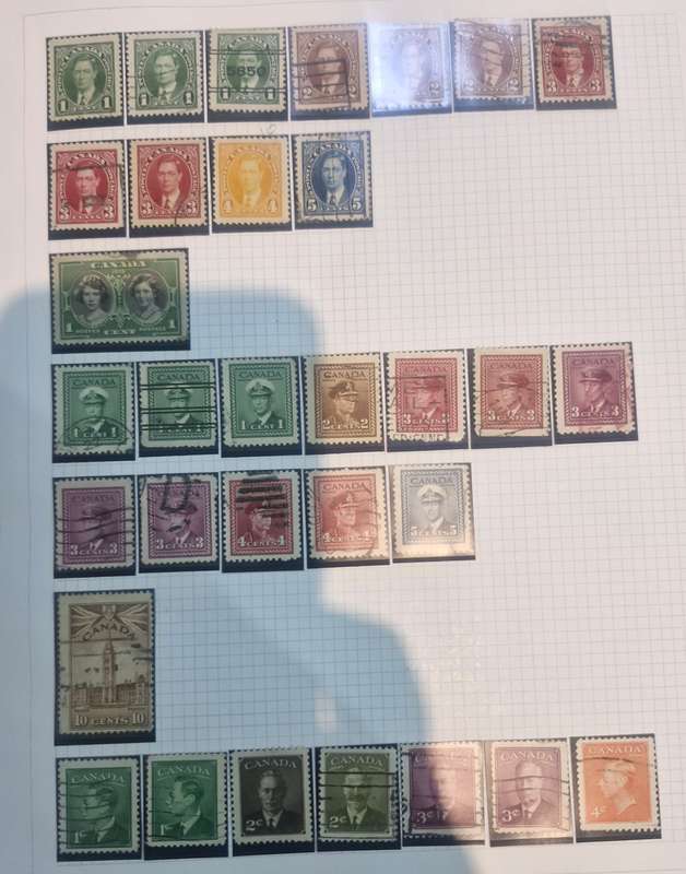13 pages Canada Stamps - from Queen Victoria Heads to Queen Elizabeth II plus more