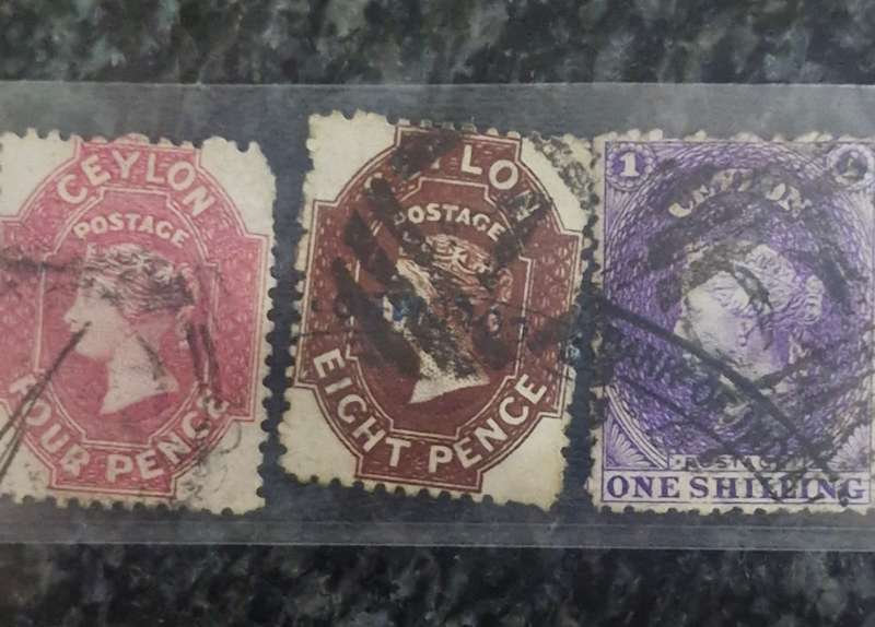Lot of 9 Queen Victoria Stamps - Ceylon