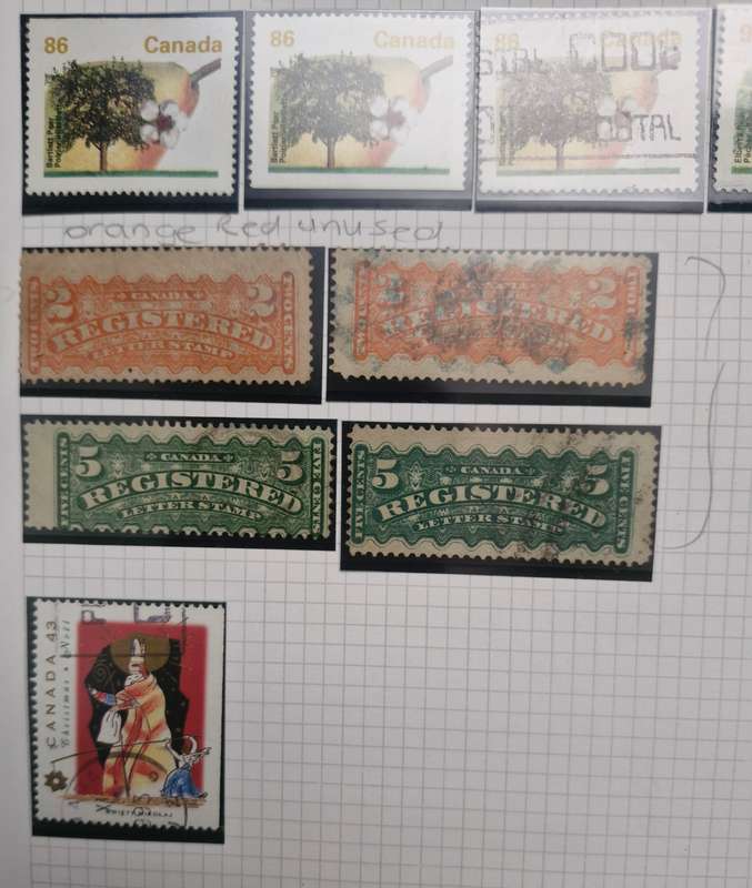 13 pages Canada Stamps - from Queen Victoria Heads to Queen Elizabeth II plus more