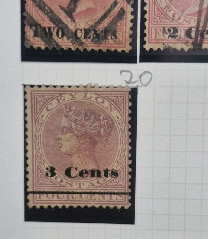 Lot of 7 sheets and 1 strip Ceylon stamps 1800s and 1900s