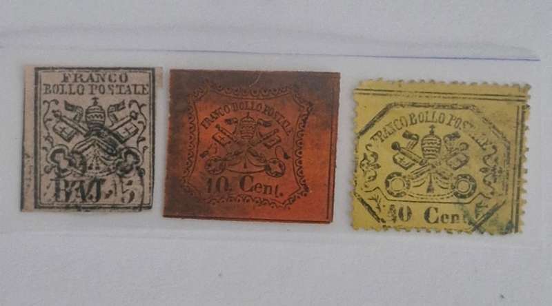3 Italian Papal state stamps 1852 - 1867