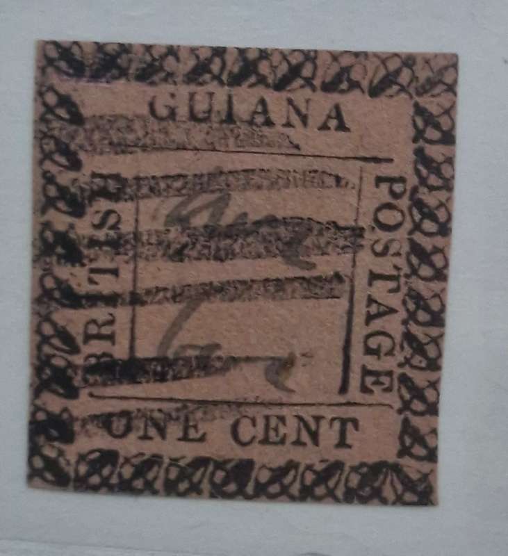 1862 British Guiana used one cent stamp on rose paper