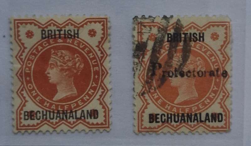 1887 British Bechuanaland mint 1/2 penny and 1888 British Bechuanaland protectorate used 1/2 penny