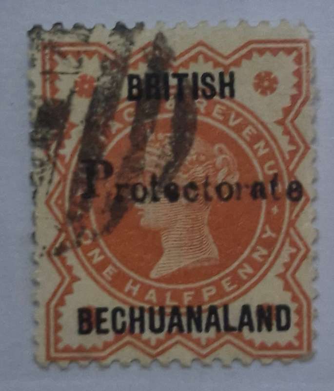 1887 British Bechuanaland mint 1/2 penny and 1888 British Bechuanaland protectorate used 1/2 penny