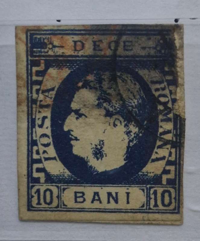 Romania 1869 Used Prince Karl I - 10 Bani (used)  and 15 Bani (Unused) stamps