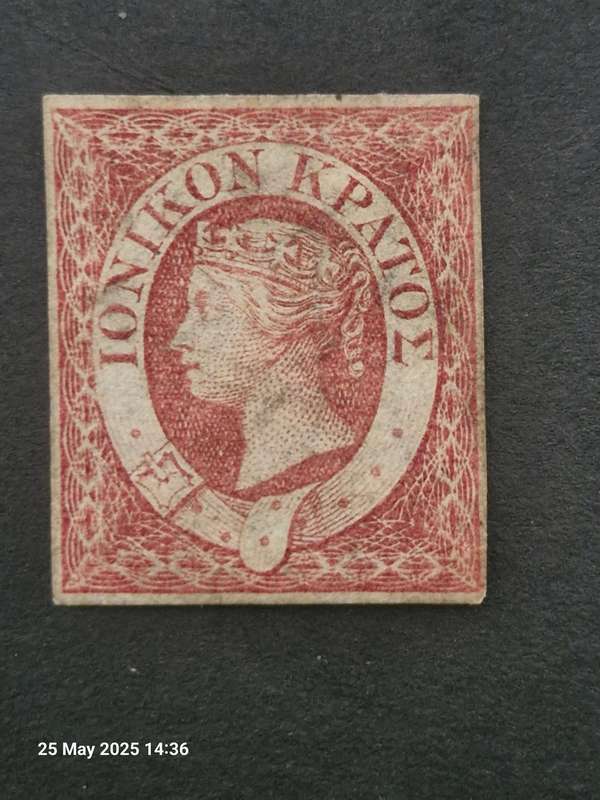 1859 IONIAN ISLAND 2P LAKE STAMP - USED.  HIGH VALUE