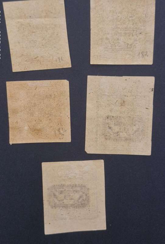 STUNNING 1902 IRAN PERSIAN PROVISIONAL STAMPS SET OF 5 - MINT WITH GUM. - HIGH VALUE BATCH 1 OF 4
