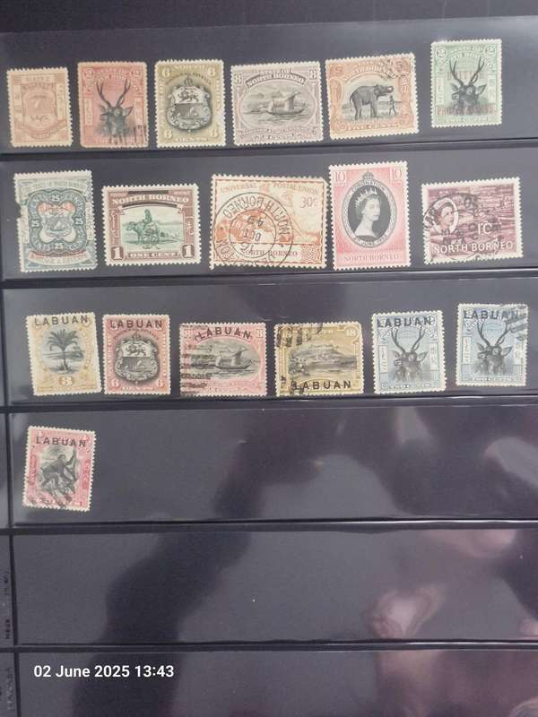 Selection of 18 x British North Borneo and Labuan stamps