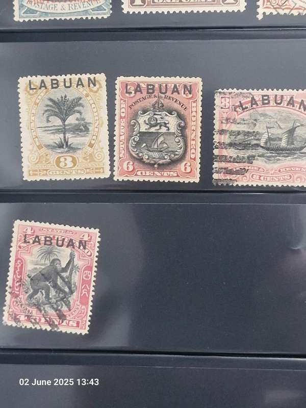 Selection of 18 x British North Borneo and Labuan stamps