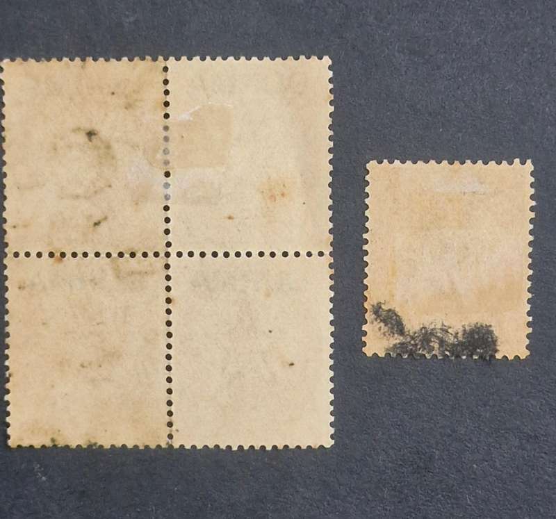 Burma King George V 5R, block of 4 x 2 anna and 6 pies , and a 12 annas Unused stamps