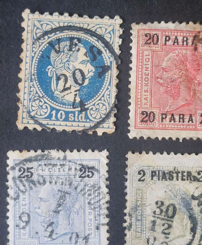 Selection of 4 Austria Post Turkish Empire stamps 1876 - 1890