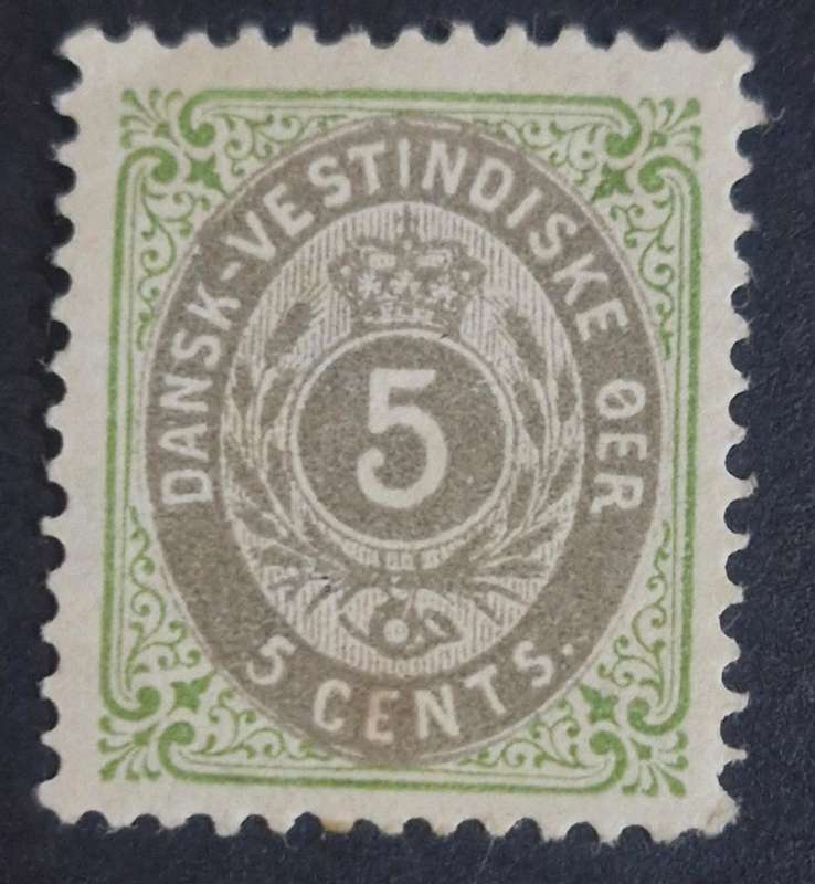 WONDERFUL FIND -1875 DANISH WEST INDIES 5 CENT STAMP INVERTED FRAME IN UNUSED CONDITION - HIGH VALUE