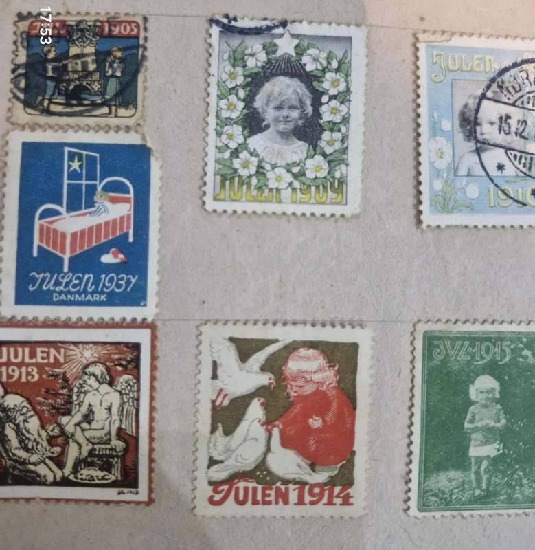 Highly collectable collection of Danish Christmas stamps and cinderella stamps from 1904 - 1993