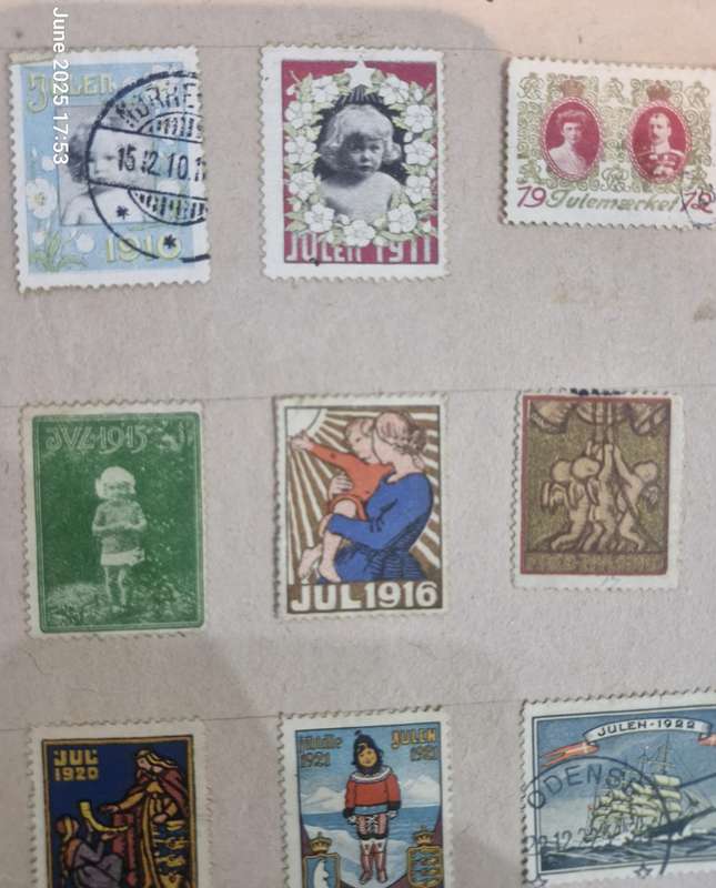 Highly collectable collection of Danish Christmas stamps and cinderella stamps from 1904 - 1993