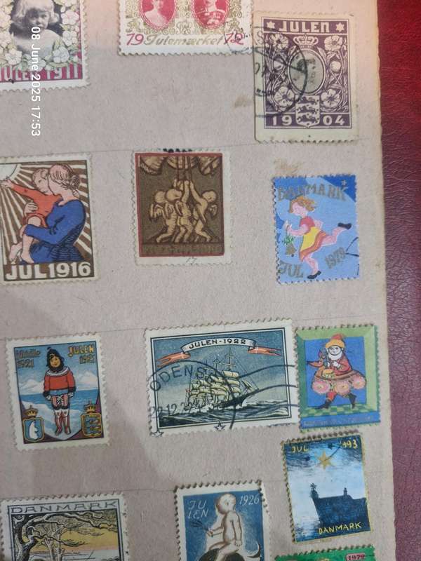 Highly collectable collection of Danish Christmas stamps and cinderella stamps from 1904 - 1993