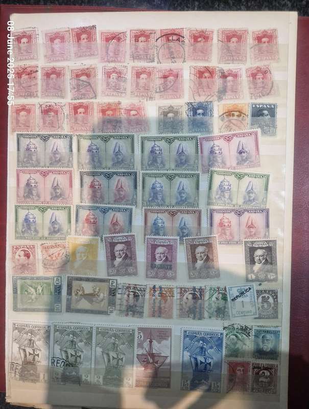 2 pages of Spanish stamps from 1800's to more current