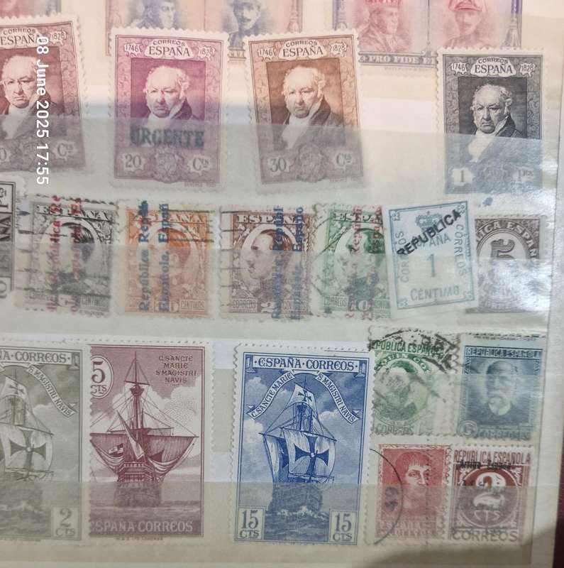 2 pages of Spanish stamps from 1800's to more current
