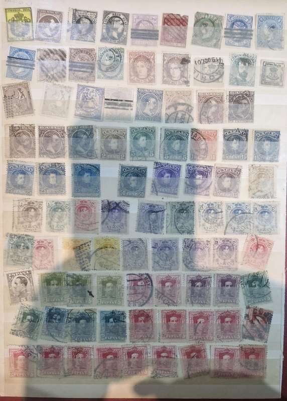 2 pages of Spanish stamps from 1800's to more current