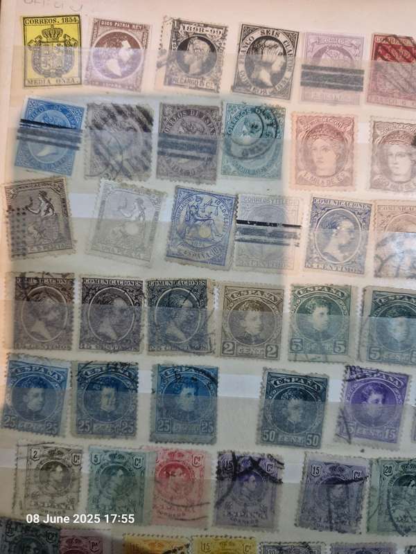 2 pages of Spanish stamps from 1800's to more current