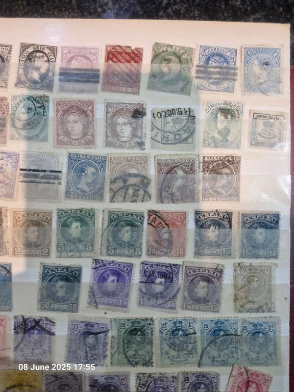 2 pages of Spanish stamps from 1800's to more current