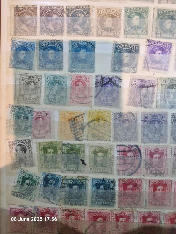 2 pages of Spanish stamps from 1800's to more current