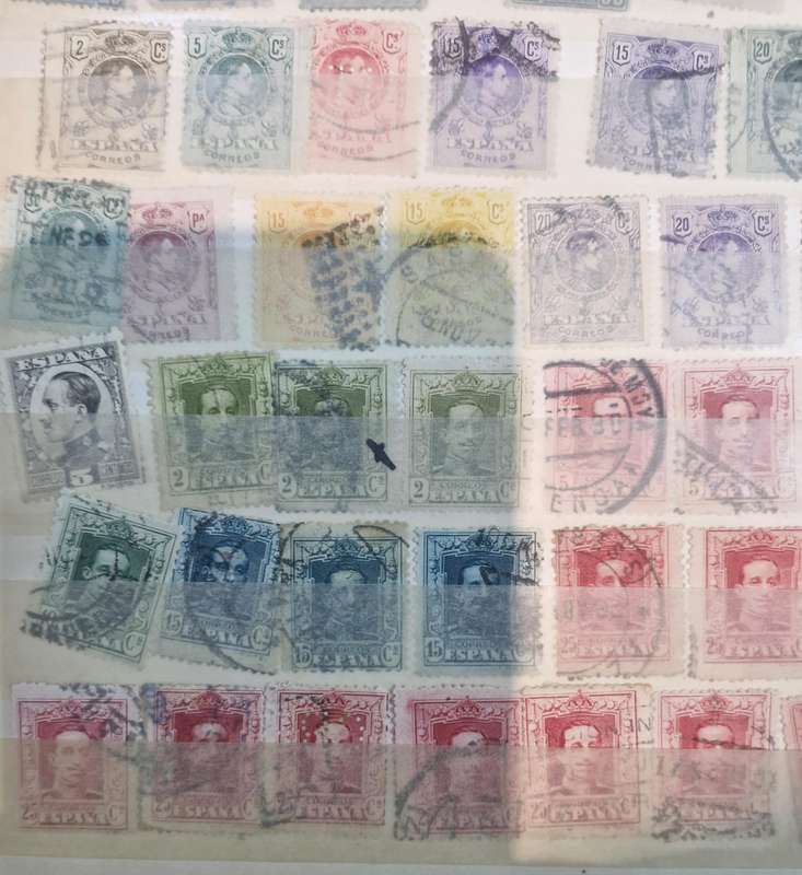 2 pages of Spanish stamps from 1800's to more current