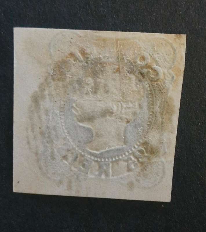 PORTUGAL - KING PEDRO V 1856 CURLY HAIR VARIETY 25 REIS STAMP