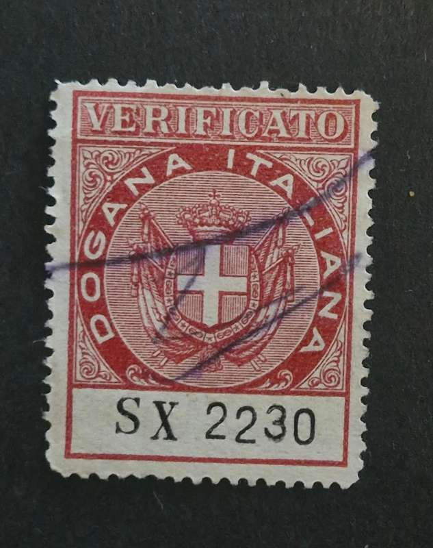 ANOTHER GREAT FIND - ITALY CUSTOMS VERIFIED 1946 STAMP NO FACE VALUE WITH SERIAL NUMBER