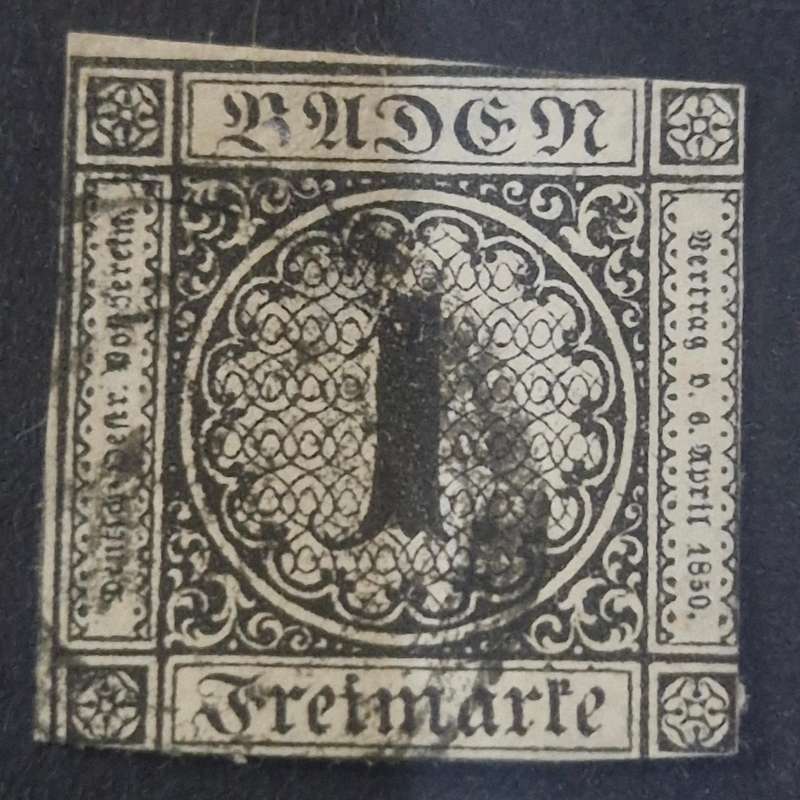 1853-1854 BADEN 1KR STAMP