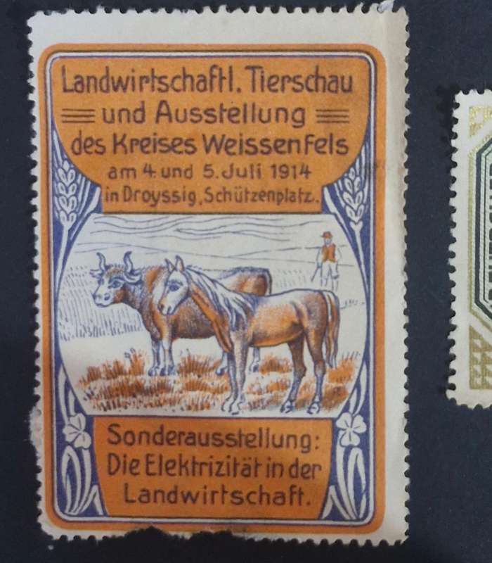 RARE SELECTION OF 8 GERMAN CINDERELLA EXHIBITION STAMPS 1909 - 1914 -INC SILVER MEDAL STAMP
