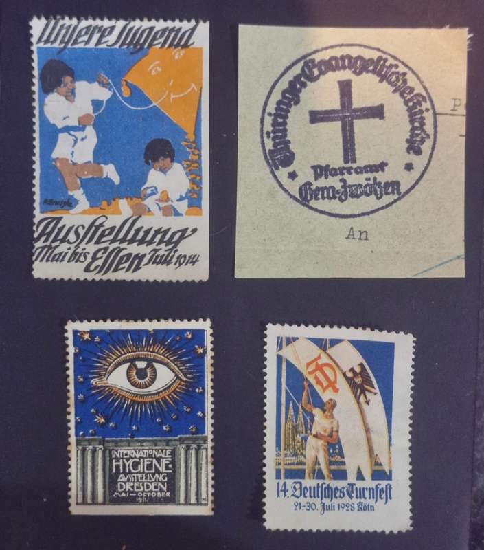 RARE SELECTION OF 12 GERMAN AND OTHER CINDERELLA STAMPS STARTING FROM 1905 ONWARDS
