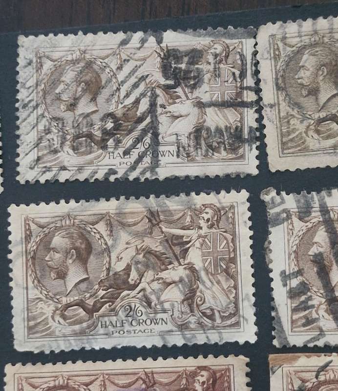 WOW - A selection of 18 x King George V Seahorse stamps.  2/6, 5 and 10 shillings various years