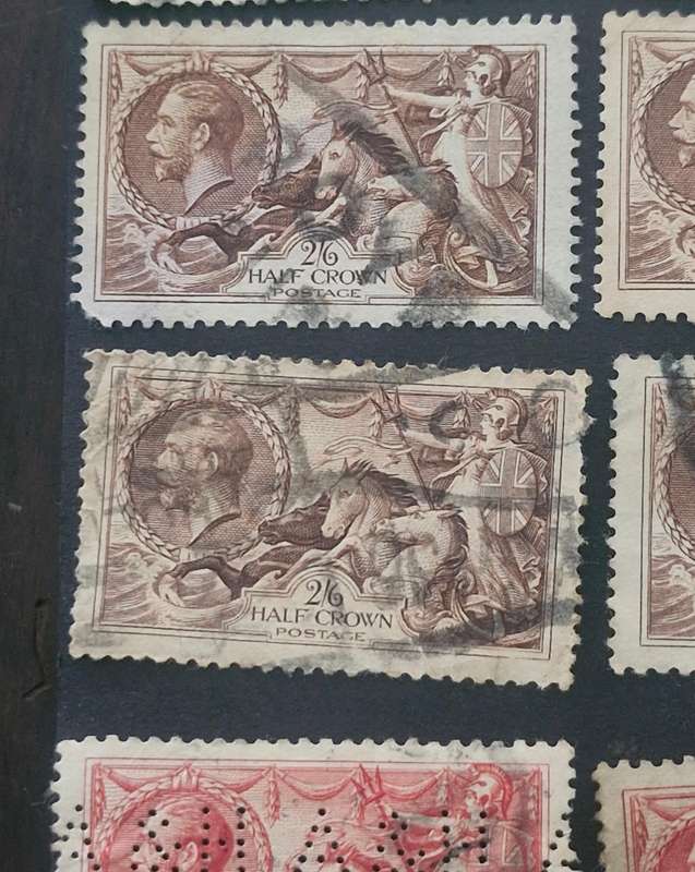 WOW - A selection of 18 x King George V Seahorse stamps.  2/6, 5 and 10 shillings various years