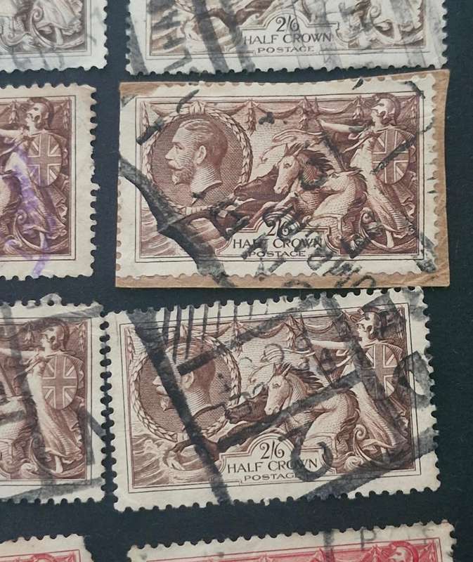 WOW - A selection of 18 x King George V Seahorse stamps.  2/6, 5 and 10 shillings various years