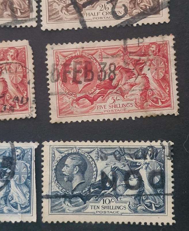 WOW - A selection of 18 x King George V Seahorse stamps.  2/6, 5 and 10 shillings various years