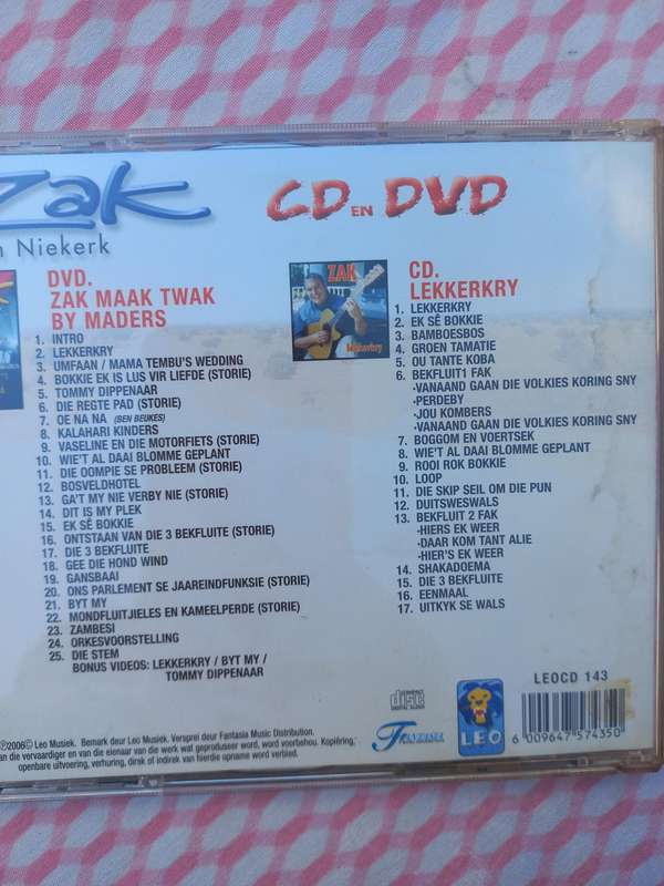 ZAK VAN NIEKERK SE  CD EN DVD 2 DISCS