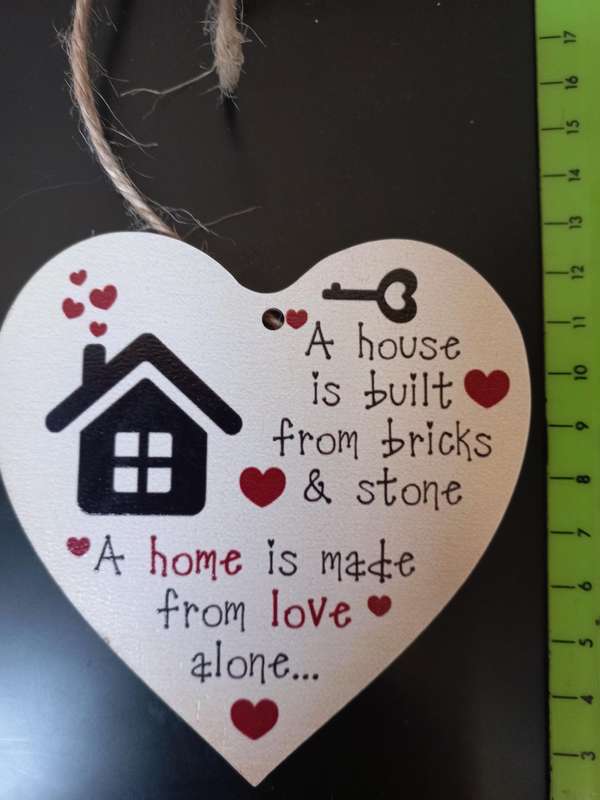 WOODEN HEART WITH MESSAGE OF LOVE