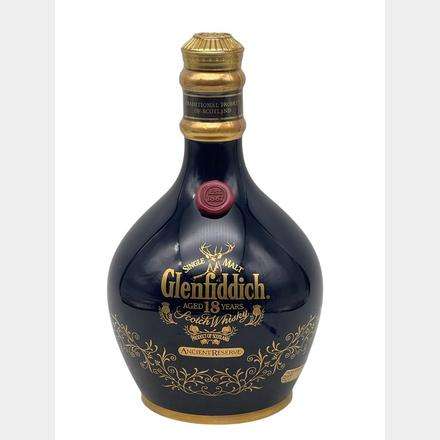 GLENFIDDICH 18 YEARS OLD  ANCIENT RESERVE  BLUE CERAMIC DECANTER