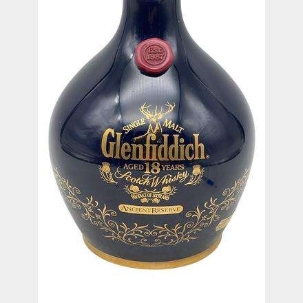 GLENFIDDICH 18 YEARS OLD  ANCIENT RESERVE  BLUE CERAMIC DECANTER