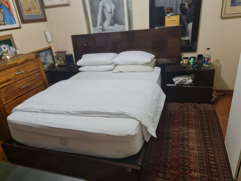 ALF Group Italian Bellagio Queen Sleigh Bed with Pedestals and Bakos Brothers Mattress.
