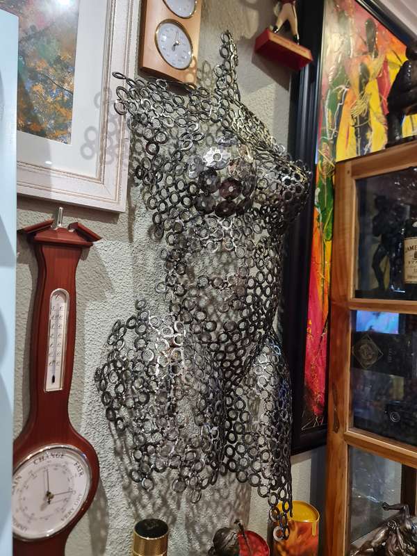 Hand crafted metal half Torso Sculpture