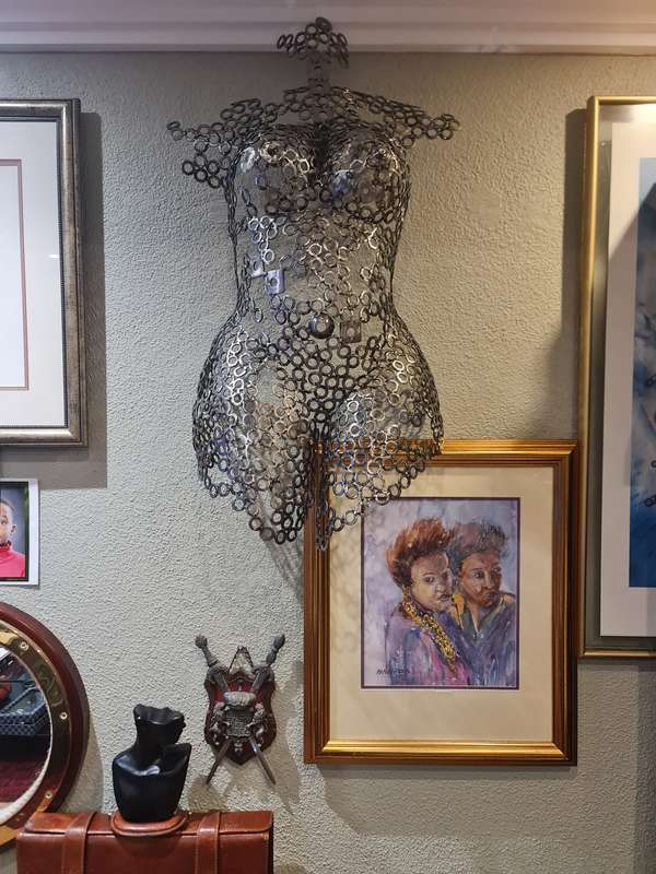 Welded Metal Washers Half Torso Sculpture